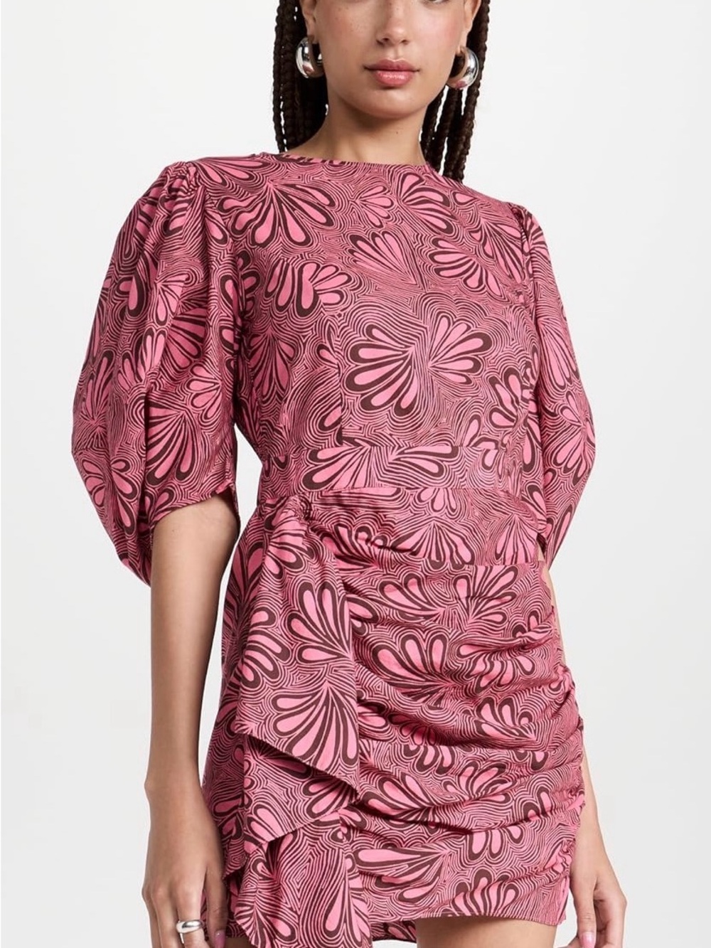 RHODE Pink and Brown Retro Swirl Mini Dress - Picture 1 of 7
